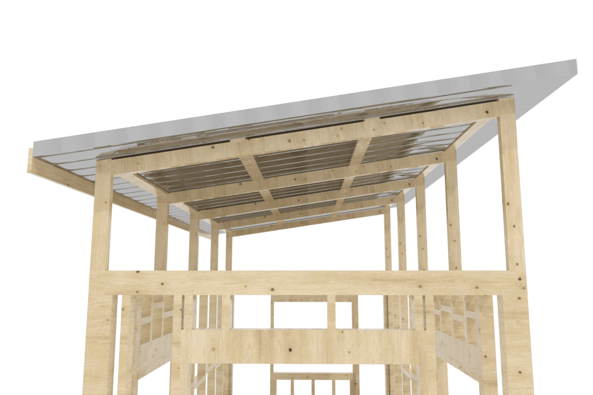 Figure 5 — Roof framing plan with rafter layout and PV-panel zone.
